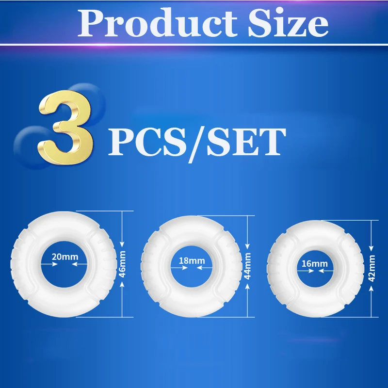 Male 3PCS/Set Ring Delay Ejaculation Rings Extender Scrotal Binding Ball Stretcher ring Sex Toy for Men s_voghion.com