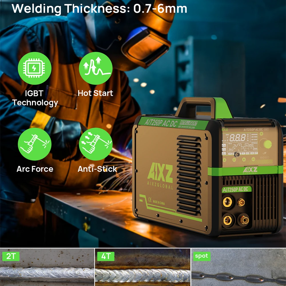 AIXZ 5 in 1 HF TIG AC/DC Aluminum Welding Machine MMA ARC Argon Precise Digital Pulse 2T/4T TIG Welder Stainless IGBT Inverter 4