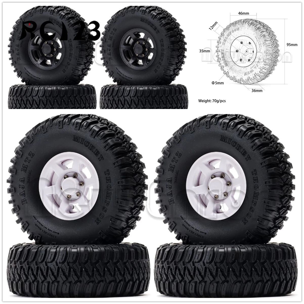 

Plastic Alloy Beadlock Wheel Hub Rims&Tires Tyre For 1/10 RC Car D90 TF2 CC01 LC70 MST JIMNY Axial AXI90069