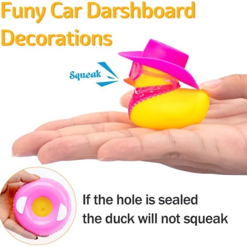 Car Decoration Accessories Car Rubber Duck Decoration West Cowboy Duck with Cowboy Hat Scarf and Sunglasses