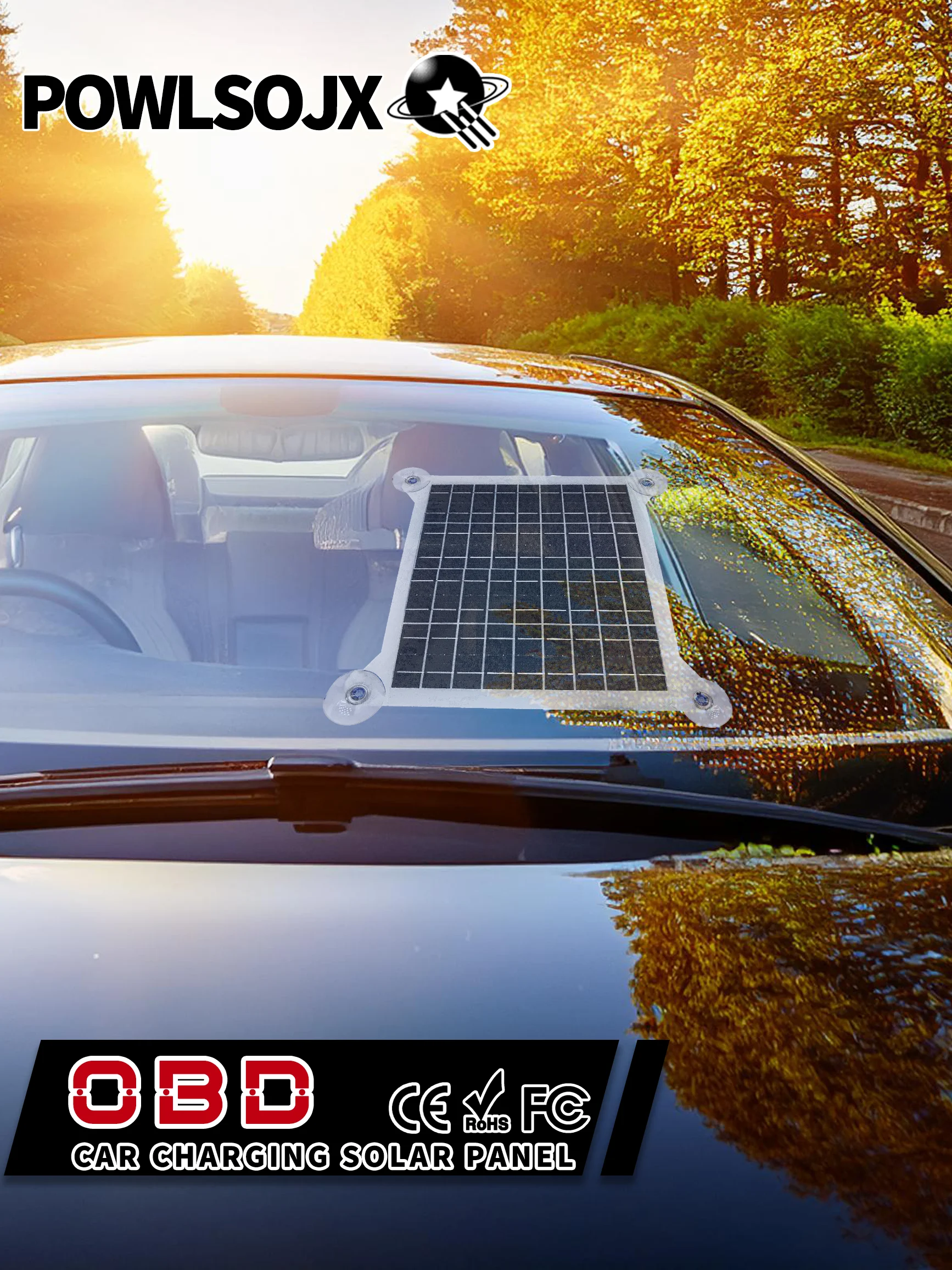 POWLSOJX OBD Solar Panel for 12V Car Battery Charging – No Controller Needed Fl