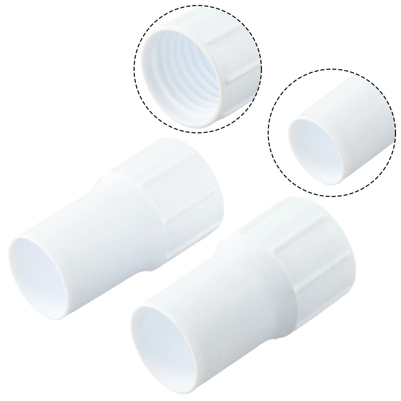 2 X Plastic Pool Hose End Cuff Left Hand 38mm For Pool Vacuum Hose 5.5*10*4.5 Cm White Pool Cleaning Tools