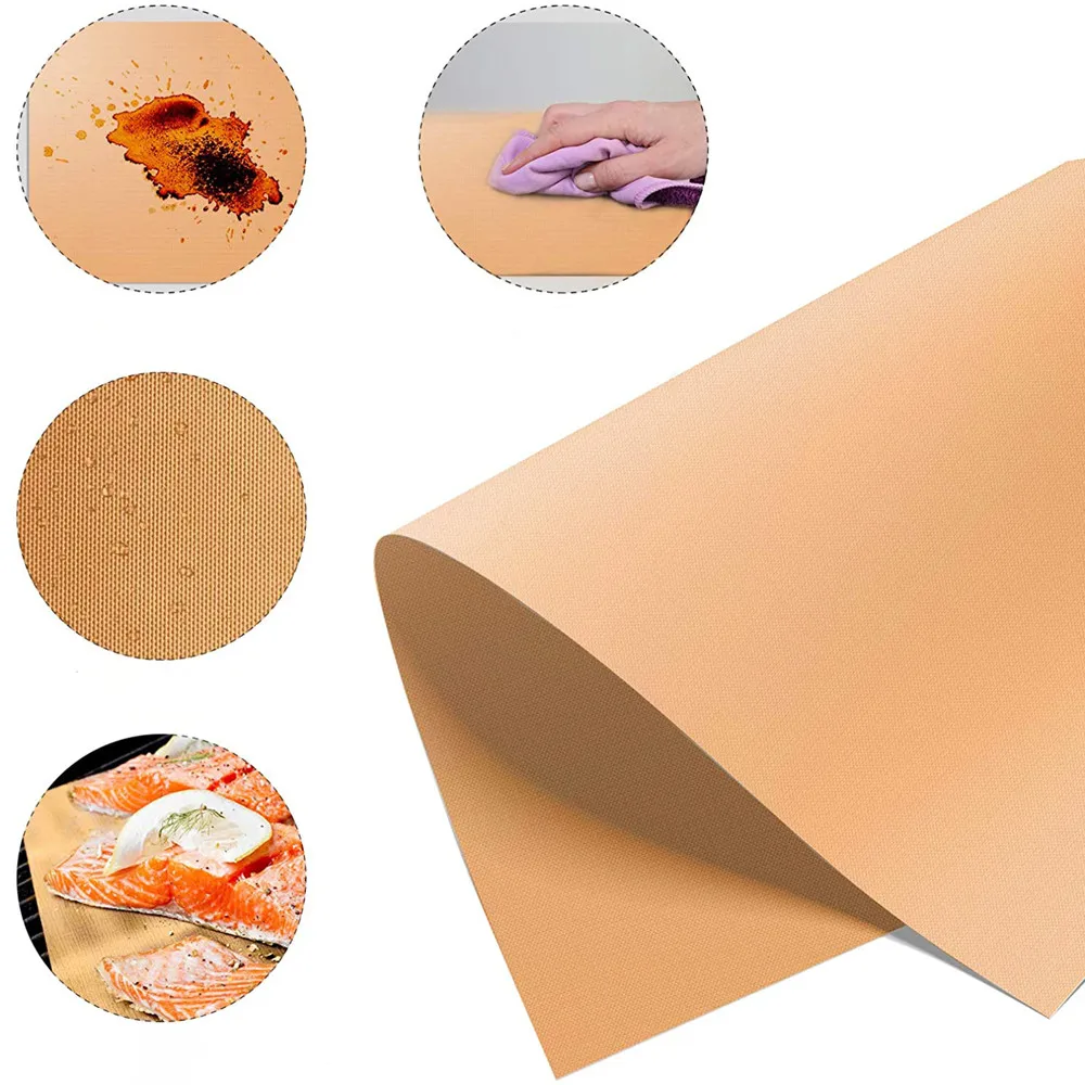 BBQ Mat BBQ Mat Non-stick Baking Grill Pad Table Mat Reusable Heat Resistance Easy Clean Home Kitchen Outdoor Picnic Party Barbecue Tool