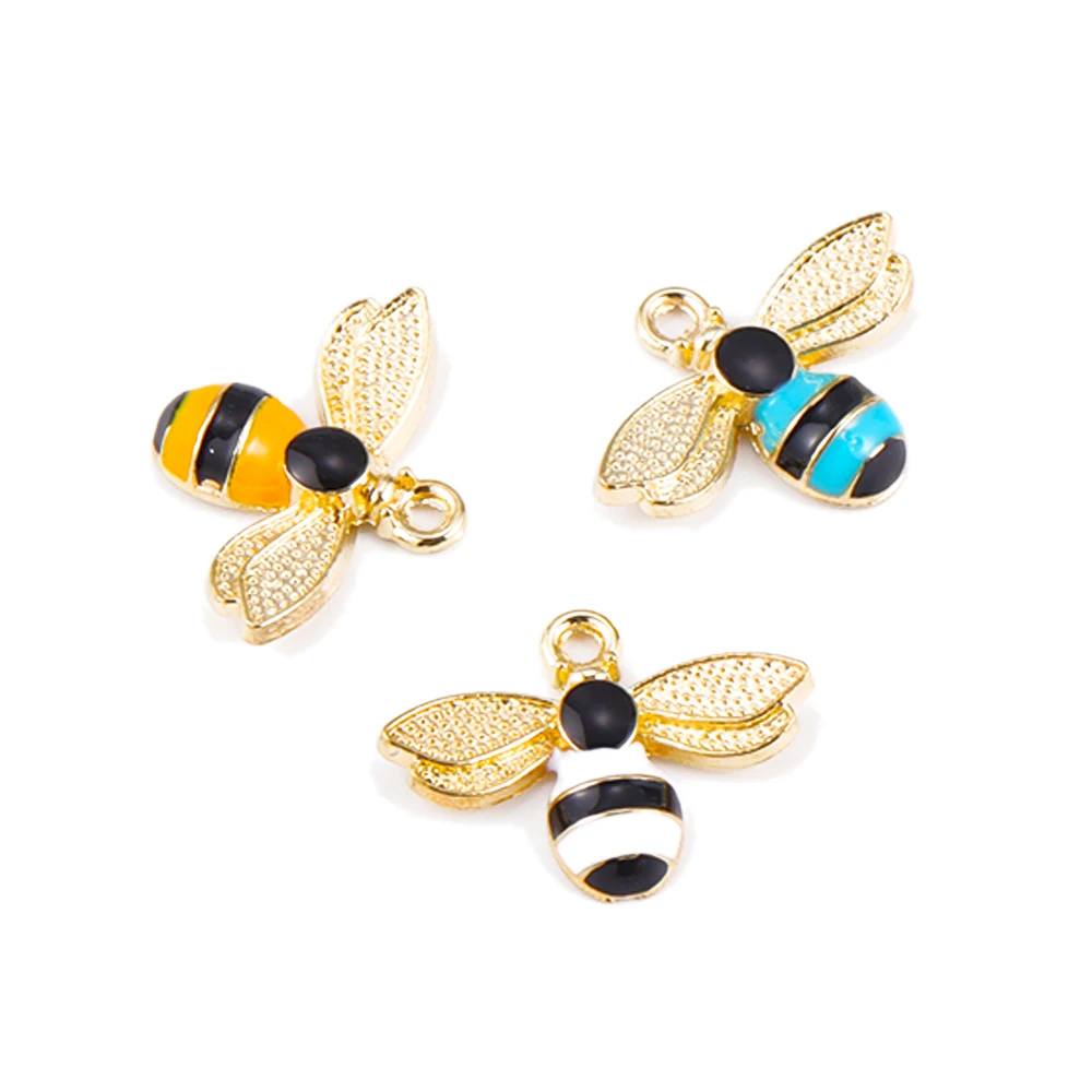 15 Stück schöne gelbe blaue schwarze Emaille Biene Zinklegierung Anhänger Charm für Damen Ohrringe Halskette DIY Schmuckherstellung Zubehör – Detail 6
