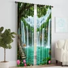 2pc, Party Window Curtains Forest waterfall pattern Fabric,Without Electricity Birthday Party Applies to aesthetic room decor 2