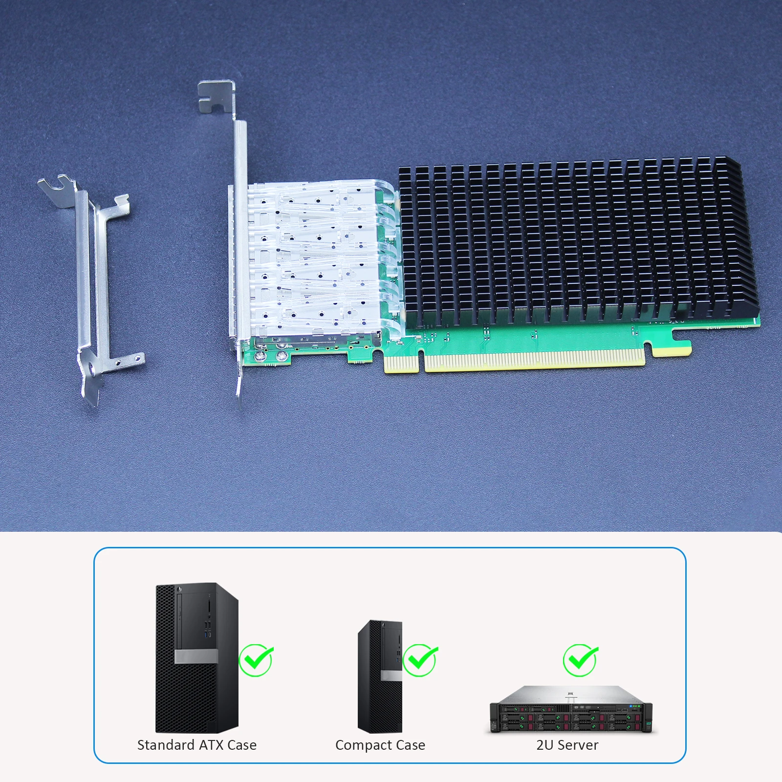 인텔 E810-CAM1 컨트롤러가 탑재된 4포트 25G SFP28 이더넷 네트워크 카드, PCIE 4.0 X16 인터페이스