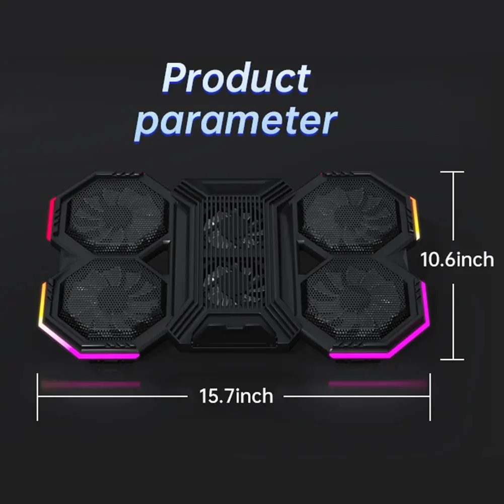 Laptop Cooling Pad For 12-21 Inch Laptop Cooler Stand Height Adjustable External Cooler With 6 Fans For Gaming Notebook Laptop