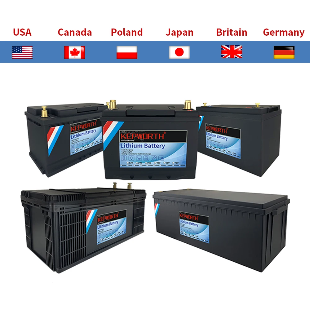Lithium Iron Phosphate Battery 12V 24V 100Ah 120Ah 200Ah With BMS For Golf Cart EV RV Solar Energy Trolling Motor
