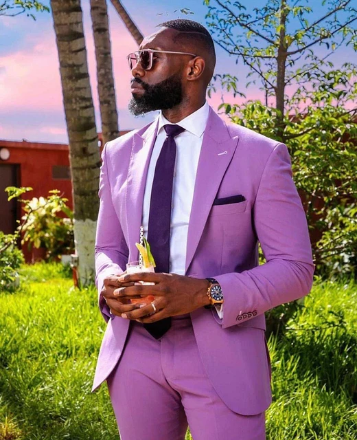 African Purple Men Suits 2pc Jacket 