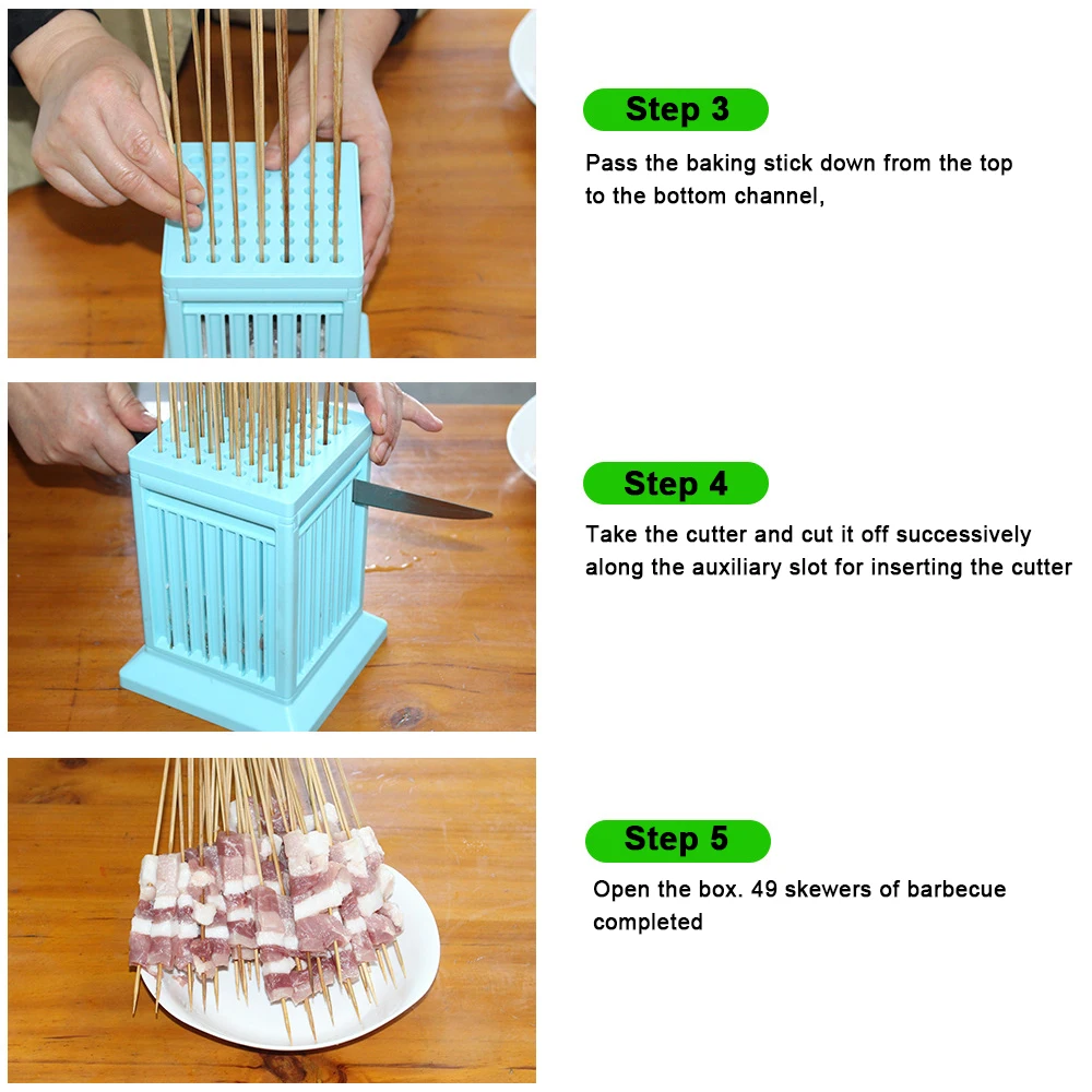 Vegetables Barbecue Accessories Kebab Maker Barbecue Stringer Box Machine 49 Holes Beef Pork Meat Skewer Tools barbecue skewers,kebab maker,bbq grilling accessories