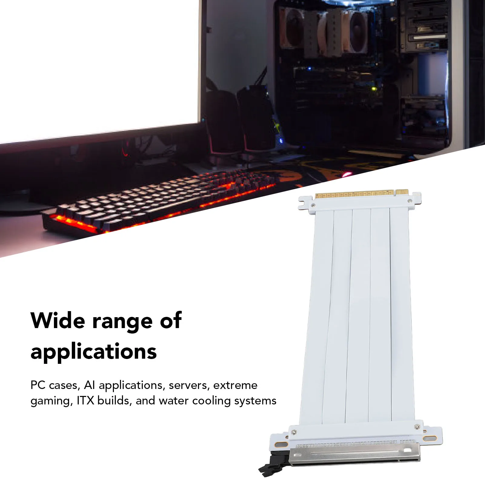 PCIE 5.0 Riser Cable Flexible Anti Interference Segmented Design GPU PCIE 5.0 Extension Cable 128Gbps for Water Cooling System