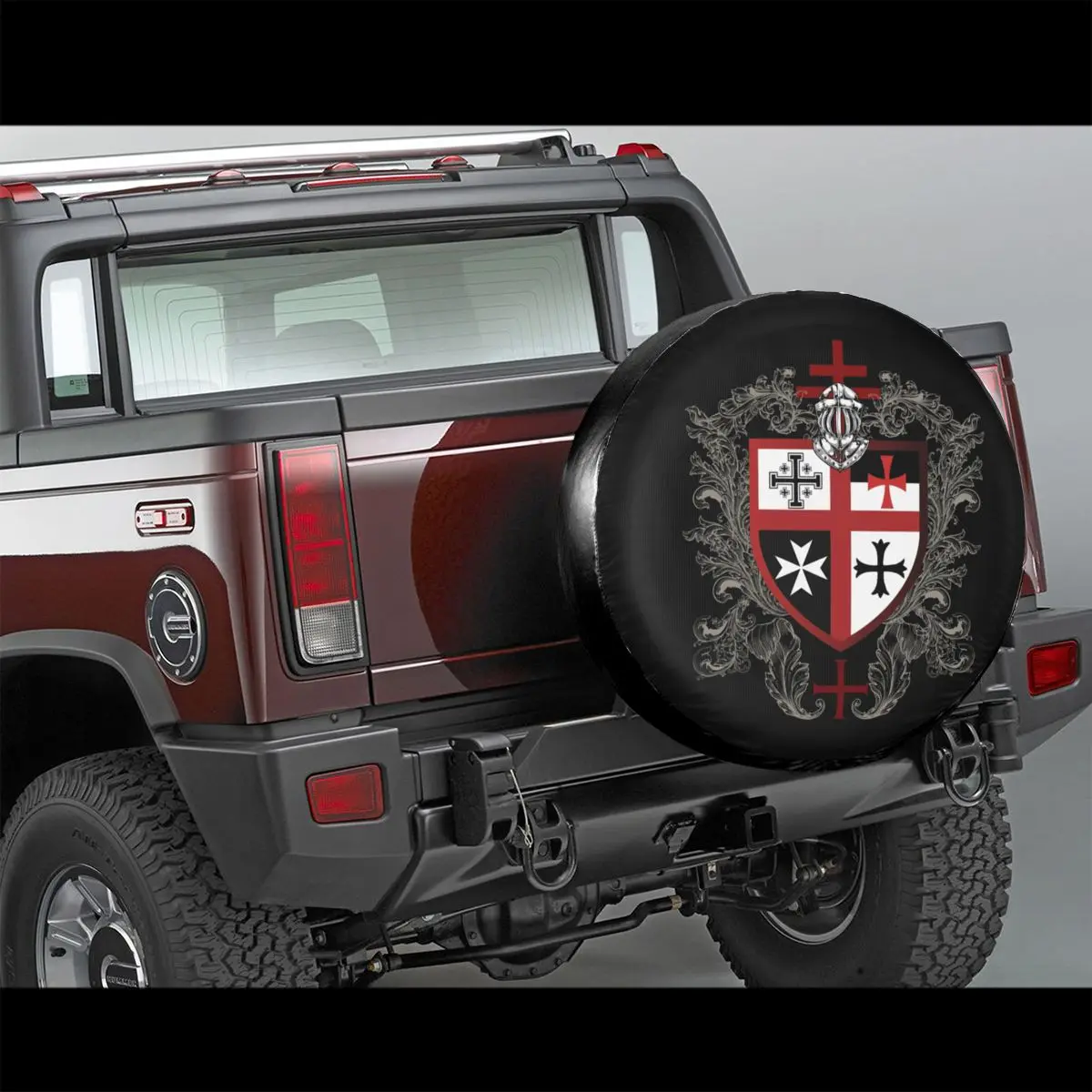 DSJsdfhskdzlp Knight Templar Cross Car Tire Cover Spare Wheel Tire Cover for Fit for Trailer SUV and Various Vehicles 14 15 16 17 Inch RV 