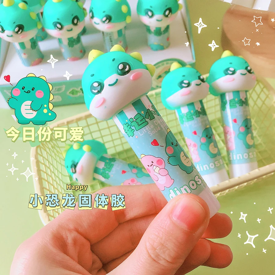 1 개 귀여운 편지지 사무 용품 Kawaii 공룡 단단한 접착제 스틱 학생을위한 강력한 접착 펜 모양 접착제 스틱