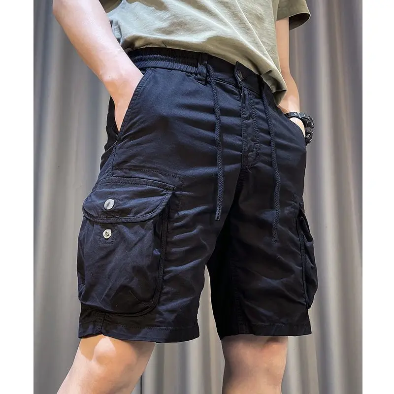 Invisible Open Crotch Pants Thin Retro Elastic Waist Men's Belt Pocket Casual Cargo Shorts Outdoor Sex Convenient  Men Clothing