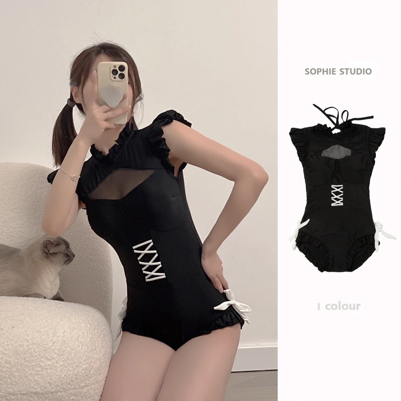 

Black One Piece Swimsuit Large Size Swimwear Women's Swimsuits Quick Drying Monokini Swimming Suit for Women Beachwear Q172