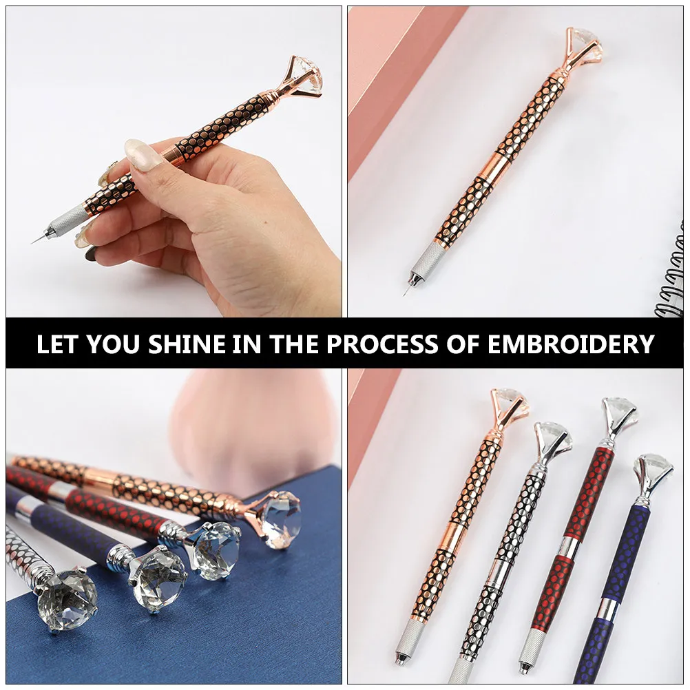 Microblading Pen 3 Head Manual Eyebrow Tool Aluminum Alloy Waterproof ...