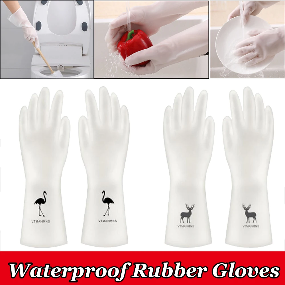 Reusable Rubber Dishwashing Gloves Kitchen Cleaning Gloves for Washing Dishes Housework Unisex for Women Men
