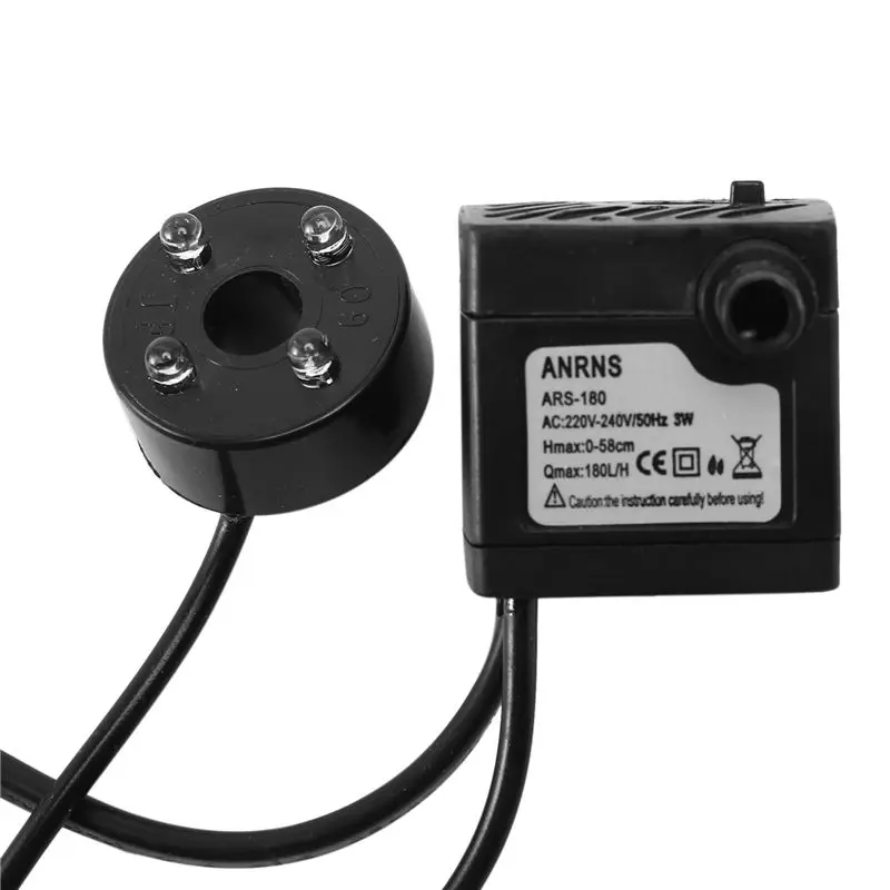 A84X-3X 3W 수중 워터 펌프(4-LED 라이트 펌프 포함) 수족관 분수 물고기 연못 탱크 EU 플러그