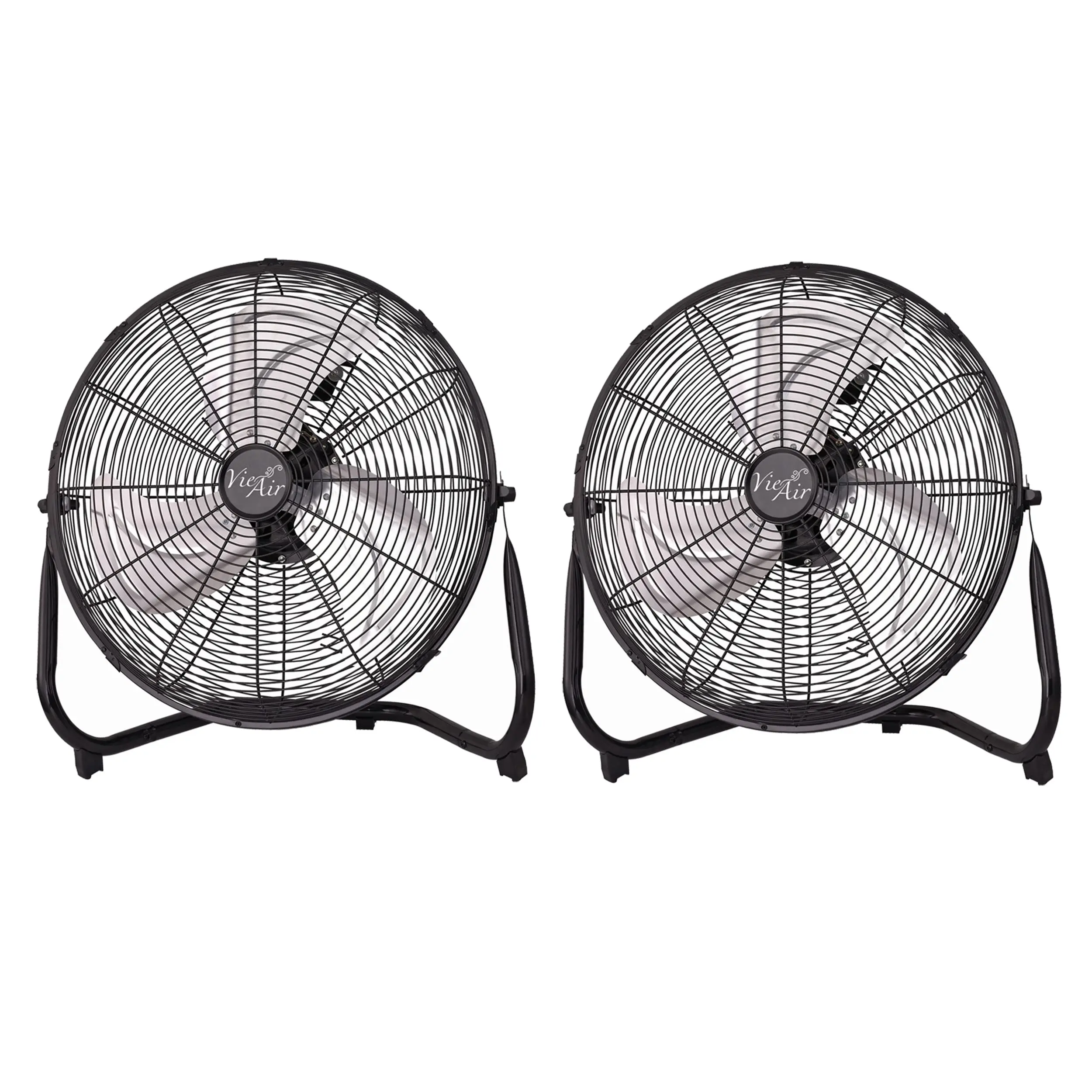 

14 Inch Twin Pack Industrial High Velocity Heavy Duty Metal Floor Fan with 3 Speed Settings, Black