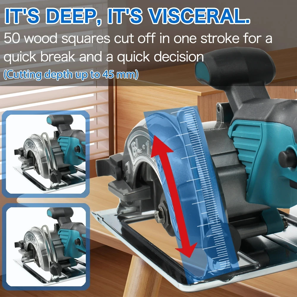 125mm Brushless Circular Saw Cordless Electric Woodworking Saw Adjustable Angle Wood Cuttiing Machine For Makita 18V Battery 5