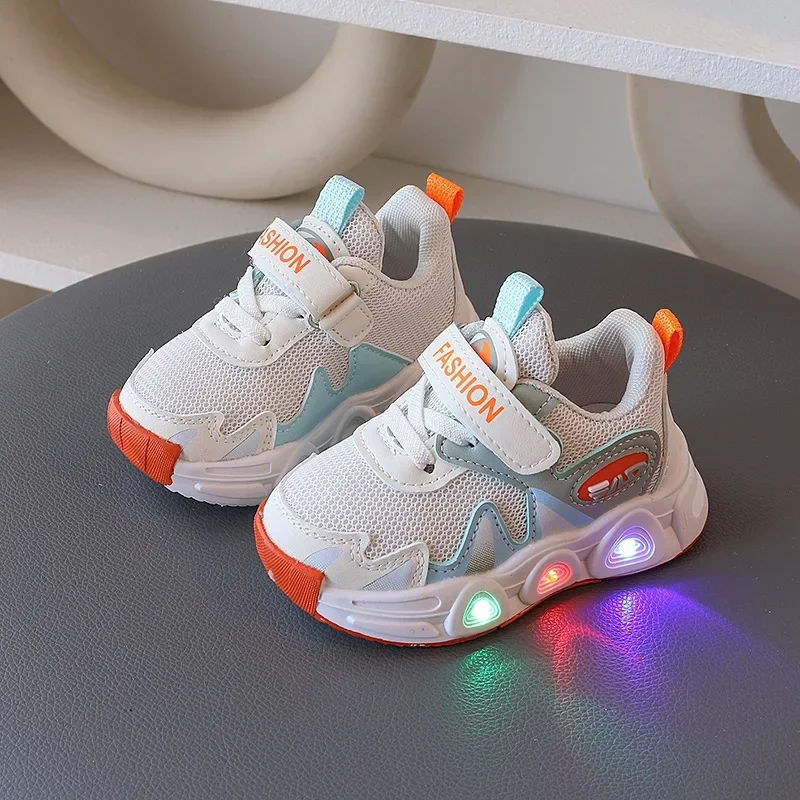 Fashion Girl Shoe 2024Autumn New Light Up Kid Sneakers Breathable Kid Shoes Versatile Boy Tennis Shoes Light Casual Shoes Tenis 2