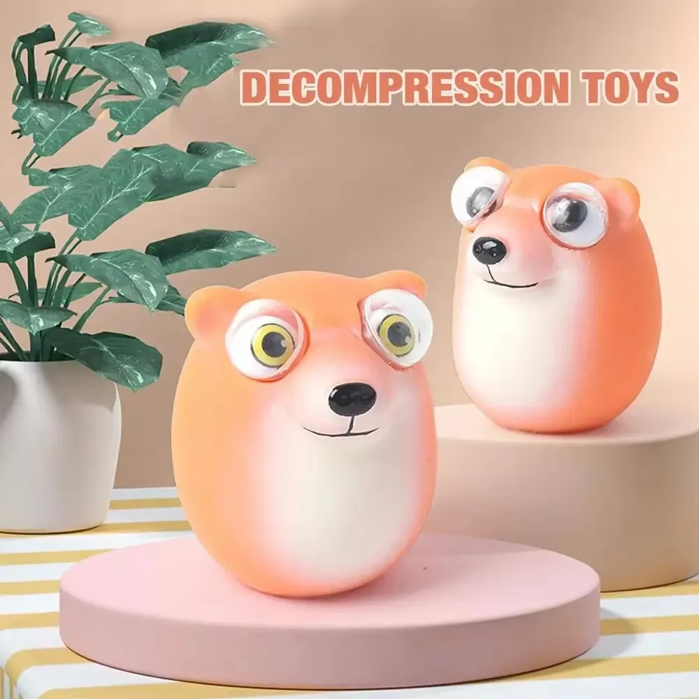 Popping out Eyes Animals Pop out Eyes Portable Dog Figurines Highly Elastic Cretive Gifts for Living Room Bedroom Computer Desk