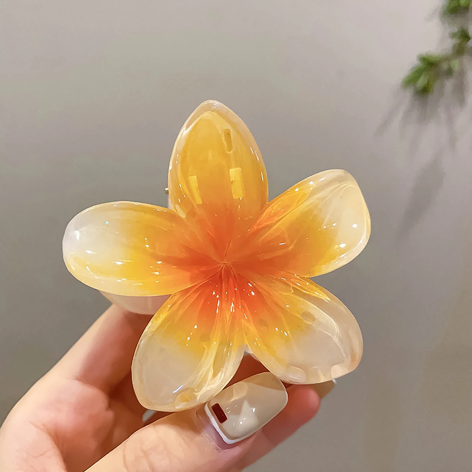 Hair Clip Fashion Hairpin Gradient Flower Barrettes Girls Ponytail Shark Claws Candy Color Frangipani Hair Jewelry