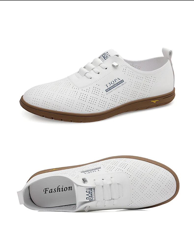 2025 Shoes for Men Leather Casual Shoes Summer New Microporous Slip-on Loafers Fashion Round Toe Sandals Driving Shoes 6