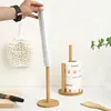 Kitchen Wooden Roll Paper Towel Holder Bathroom Tissue Vertical Stand Disposable Paper Pot Kitchen Toilet Storage Accessories 3