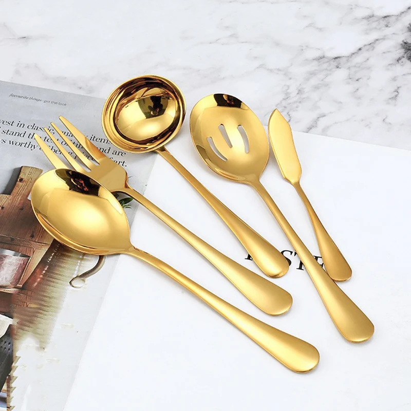Stainless steel utility spoon fork colander soup spoon cream knife cake spatula tableware set 2pcs/6pcs dinnerware set