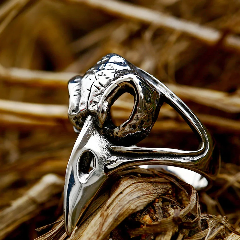 Gothic Raven Skull Ring for Men Vintage Nordic Odin Viking Crow Ring Stainless Steel Biker Amulet Viking Accessories Wholesale 3