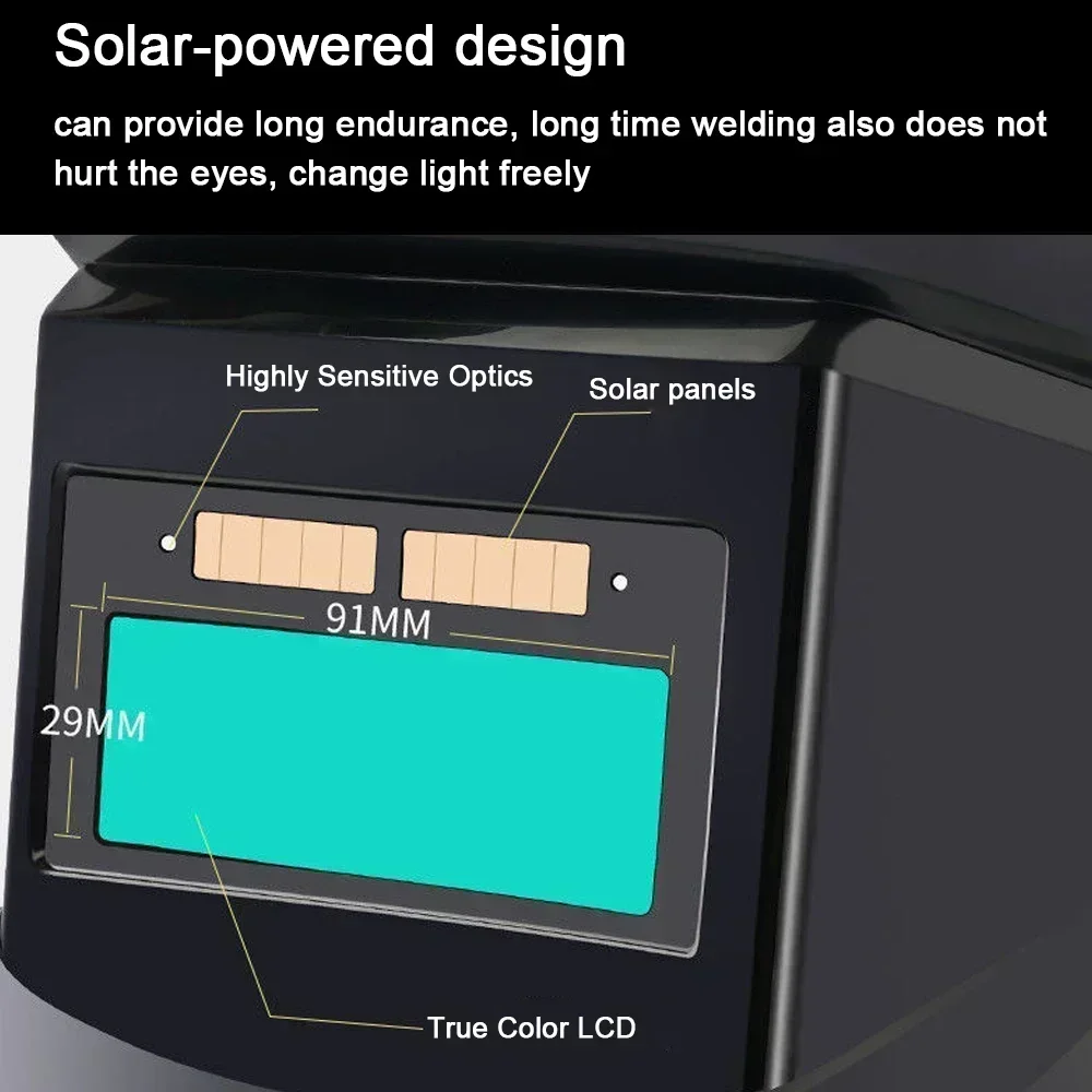 True Color Protective Facemask Auto Darkening Welding Helmet Wide Viewing Screen UV/IR Protection Adjustable Headgear