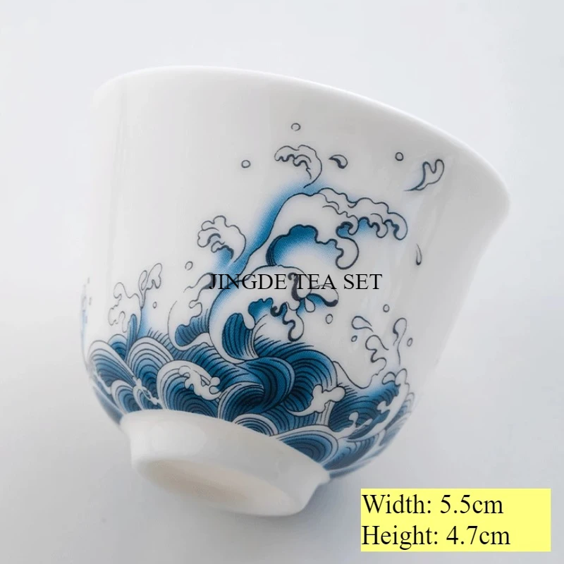 1pc Boutique Ceramic Teacup Tea Bowl Jingdezhen White Porcelain Tea Cup Personal Single Cup Tea Set Supplies Home Drinkware