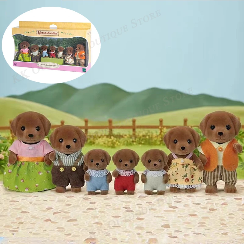 

Original Sylvanian Families Anime Figures House Toy Shiba Inu Bulldog Folding Cat Labrador Family Children'S Play Girl Gift Doll