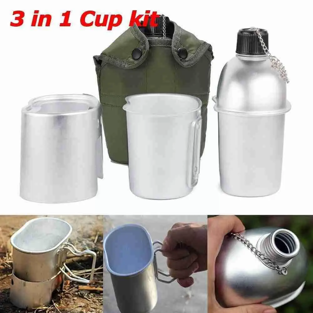 1L Military Canteen Field Military Kettle Camping Outdoor Water Lunch