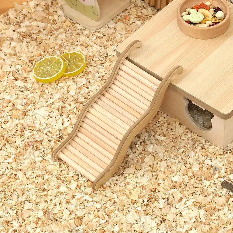 Hamster Toy Wooden Wave Staircase Pet Supplies Eco-Friendly Fun for Small Animals
