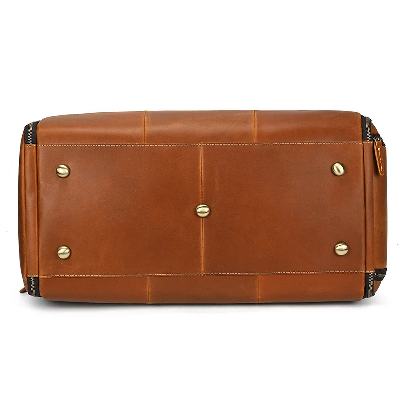 Leather Travel Bag With Shoe Compartment