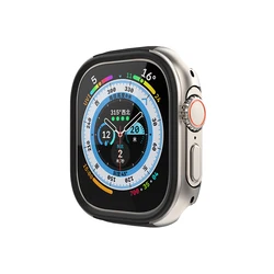 Premium Titanium-Color Aluminum Alloy Case for Apple Watch Ultra 49mm - Sleek TPU+Alloy Bumper Protector (Silver)