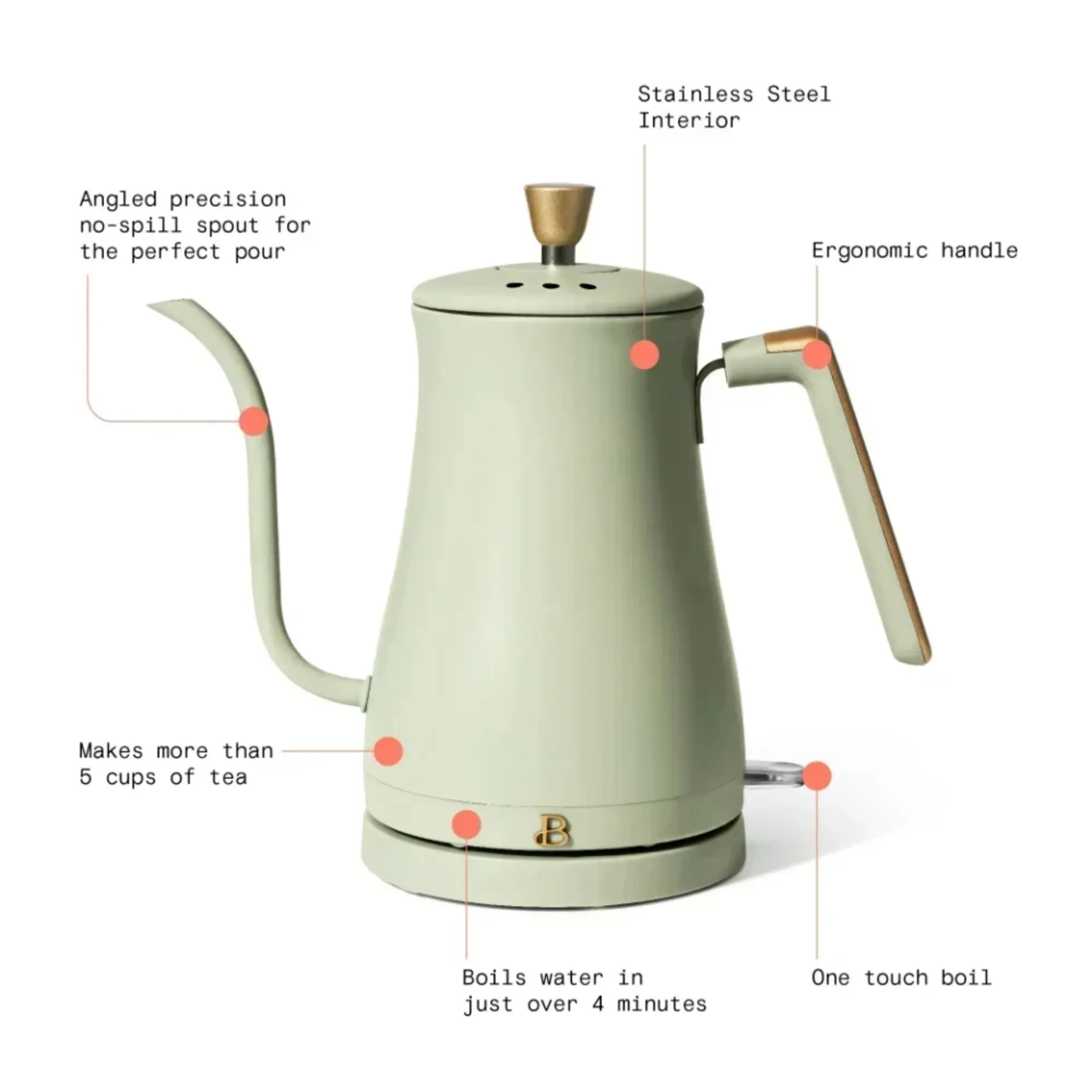 

Electric Gooseneck Kettle, Sage Green by Drew Barrymore