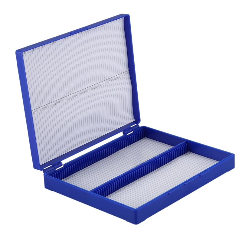 5X Royal Blue Plastic Rectangle Hold 100 Microslide Slide Microscope Box