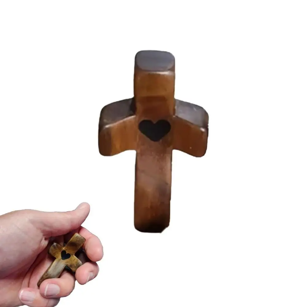 

Wooden Cross My Heart New Reduce Anxiety Emotional Support Cross Toys Relieve Stress Portable Encouragement Gift