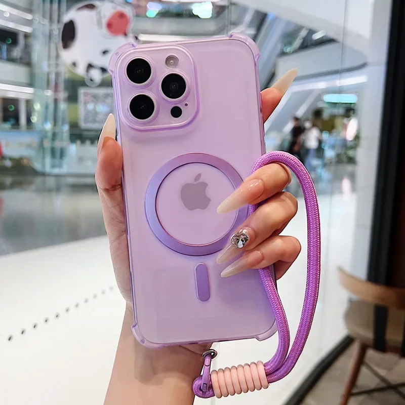 Magnetic Wrist Strap Candy Phone Case | Shockproof Soft Cover