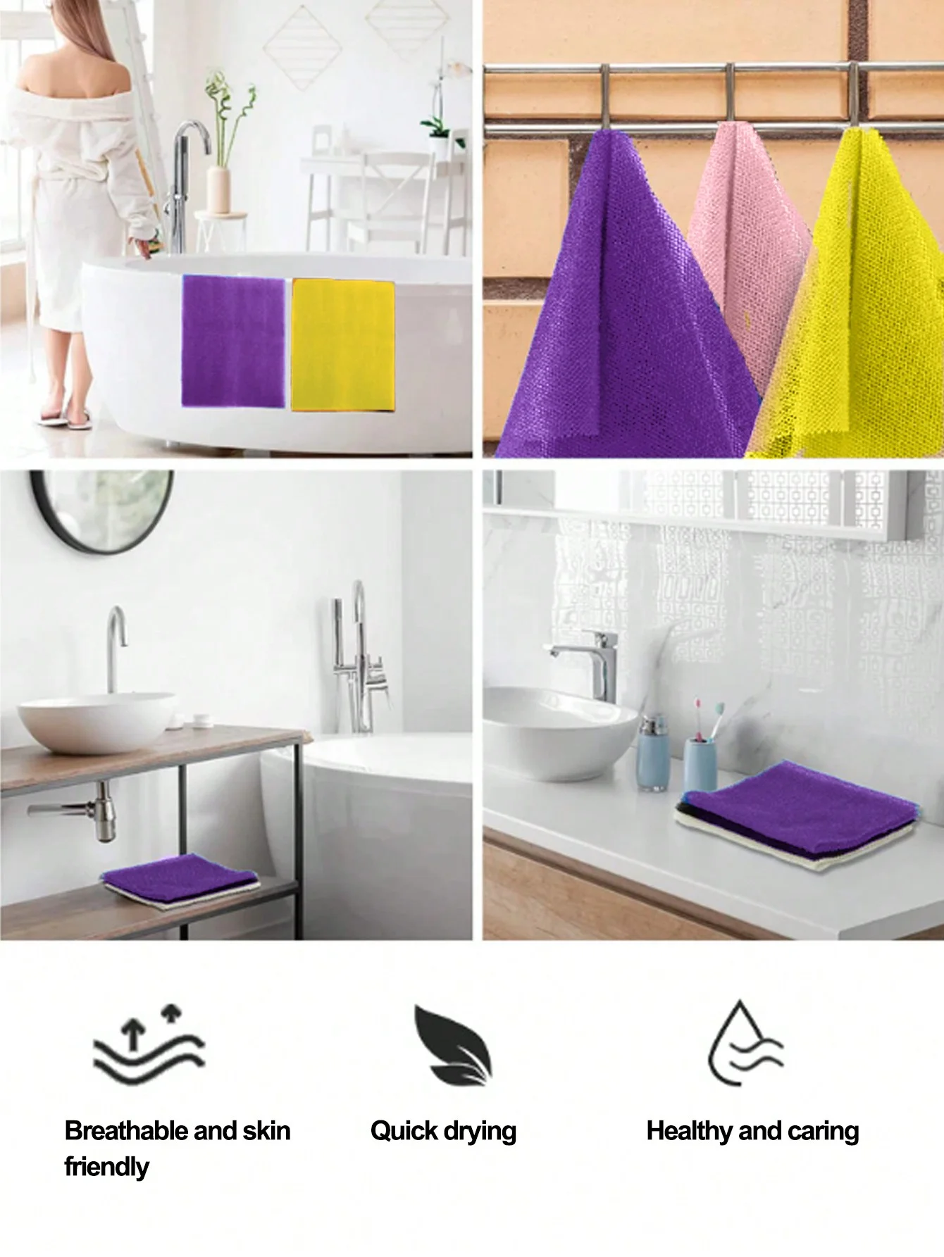3Pcs African Exfoliating Net Long Net Bath Sponge Exfoliating Shower Body Scrubber Back Scrubber Skin Smoother for Daily Back Bo 4