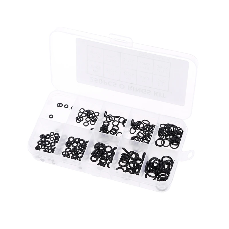 NBR 도장 링 키트, 두께 1/1.5mm, 니트릴 고무 NBR O-링 개스킷, 씰링 O-링 고무 키트 세트, DIY 도구, 박스당 250 개