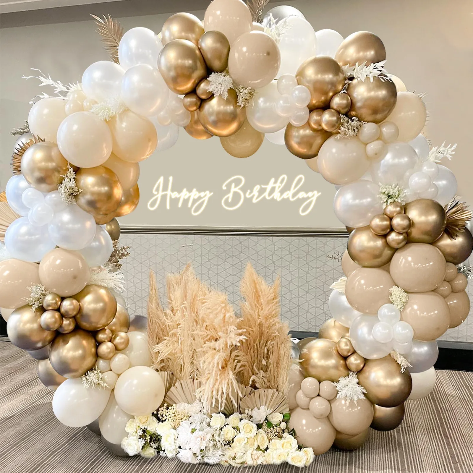 1 ensemble de ballons sable blanc or guirlande arche ballon Beige kaki  décoration de mariage ballons de douche de bébé décorations de fête d' anniversaire - AliExpress