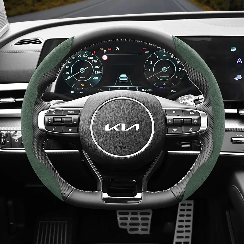 Geeignet für Kia Anti-Rutsch-Schnalle, segmentierter Wildleder-Lenkradbezug, geeignet für Ceed Jd Picanto Sportage 3 Rio 4 Ev3 Cerato 2 Stonic Xceed Morning K3 Niro Soul K4 Forte Stinger K5 Dl3