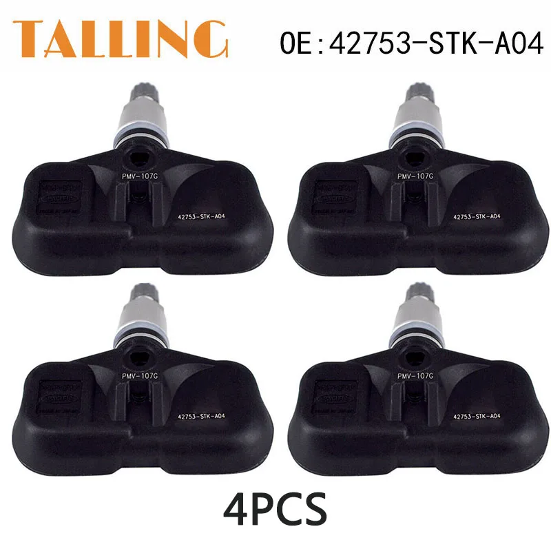 

42753-STK-A04 4Pcs TPMS Tire Pressure Sensor 315Mhz for Acura MDX RDX TSX 2007-2013 Honda Pilot 2009-2015 42753STKA04 PMV-107G