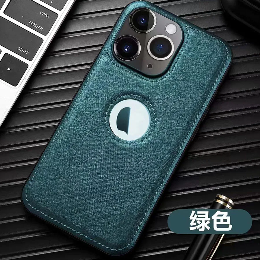 Deluxe Leather Phone Case with Original Logo and Silicone Lens Protection