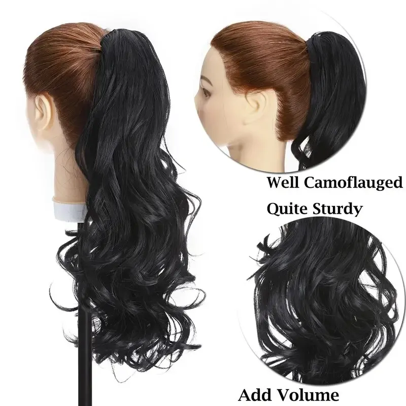 S07028145bf4e4eac91339967b096d04b5 24inch Synthetic Multicolor Horsetail Extensions Very Long And Fluffy Wavy Heat Resistant For Women Curling Pieces Mallzona