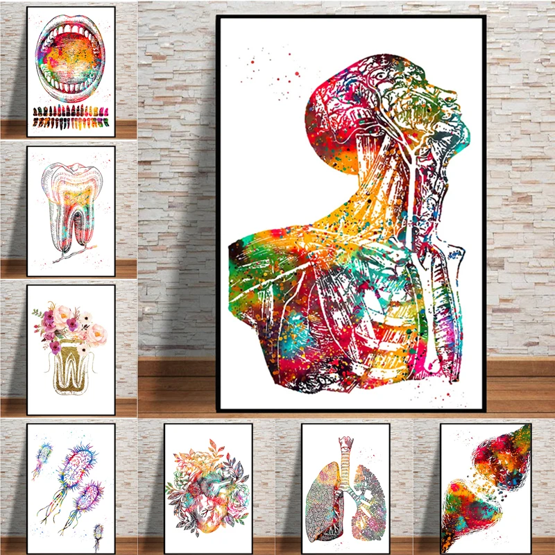 

Abstract Human Body Teeth Color Pictures Canvas Painting Wall Art Pictures Posters and Prints Suitable for Clinic Medical Decor